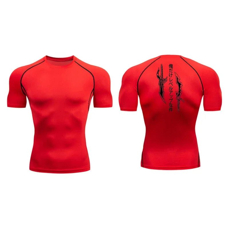 Dagger Print Compression Shirt – Men’s Athletic Quick Dry Rash Guard Tee