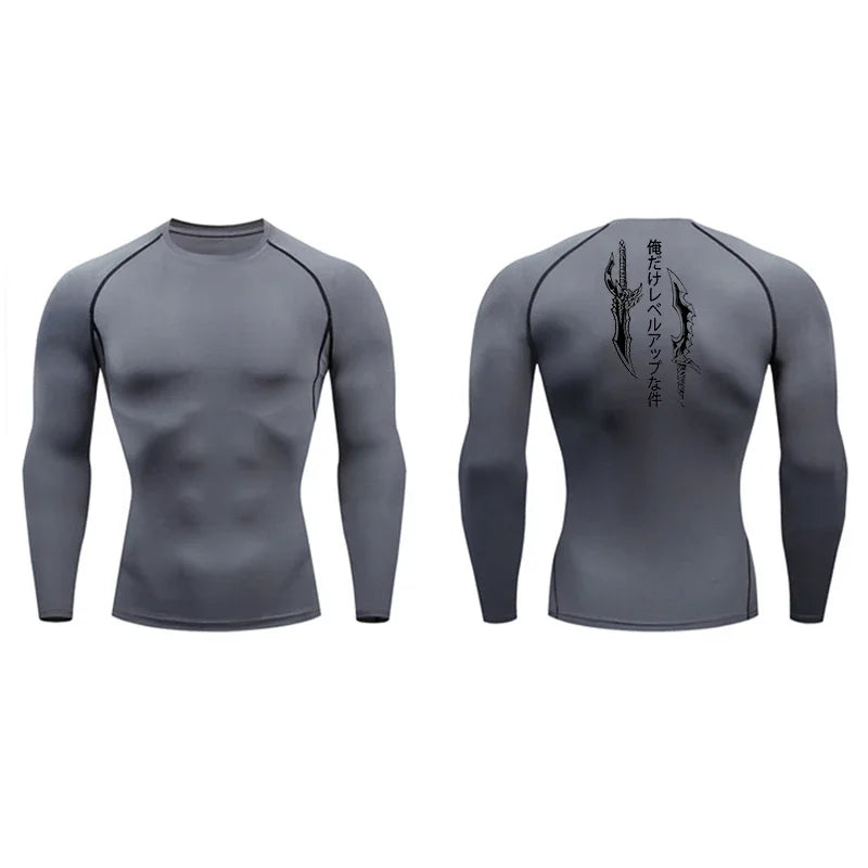 Dagger Print Compression Shirt – Men’s Athletic Quick Dry Rash Guard Tee