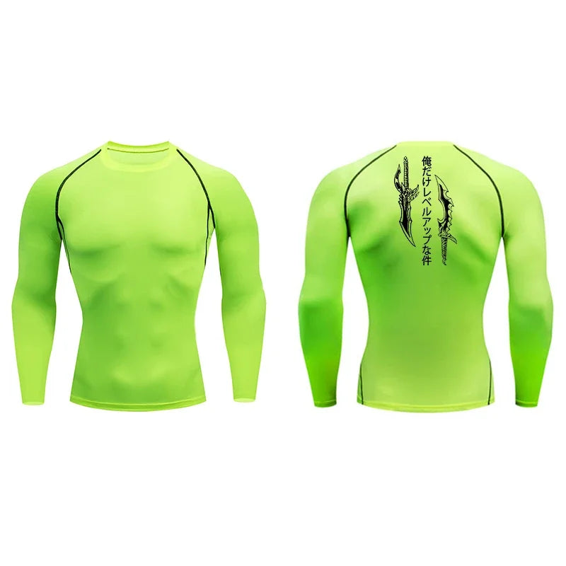 Dagger Print Compression Shirt – Men’s Athletic Quick Dry Rash Guard Tee