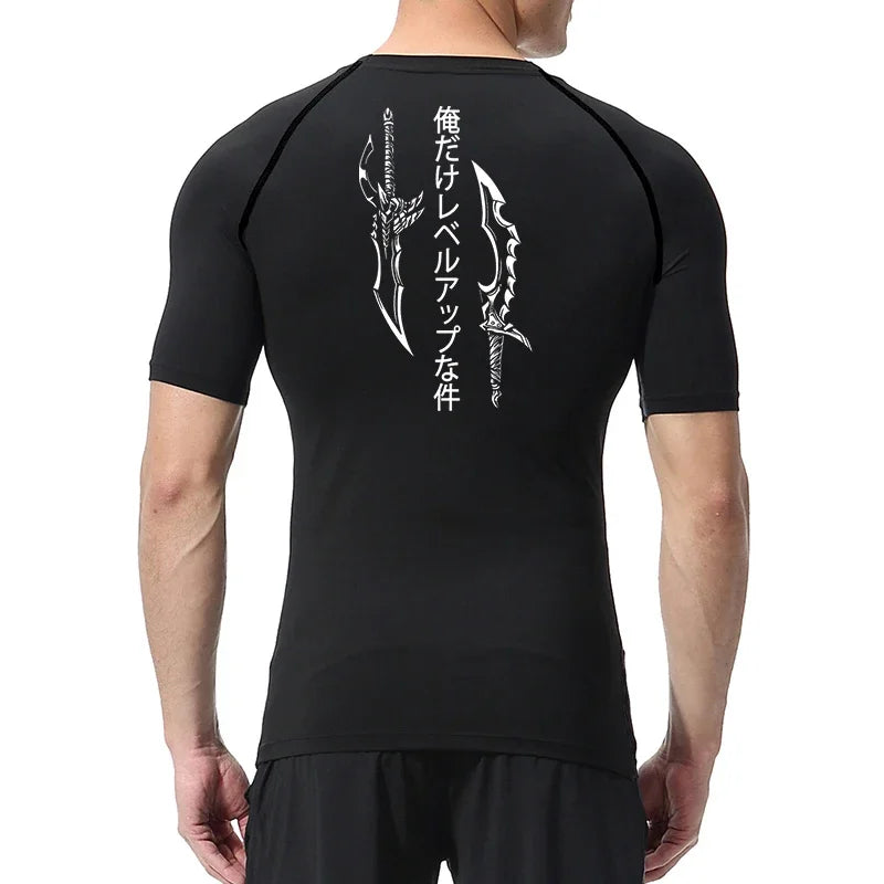 Dagger Print Compression Shirt – Men’s Athletic Quick Dry Rash Guard Tee