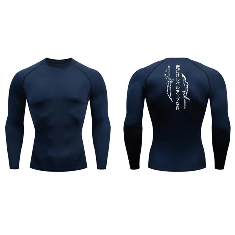 Dagger Print Compression Shirt – Men’s Athletic Quick Dry Rash Guard Tee