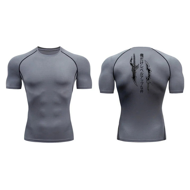 Dagger Print Compression Shirt – Men’s Athletic Quick Dry Rash Guard Tee