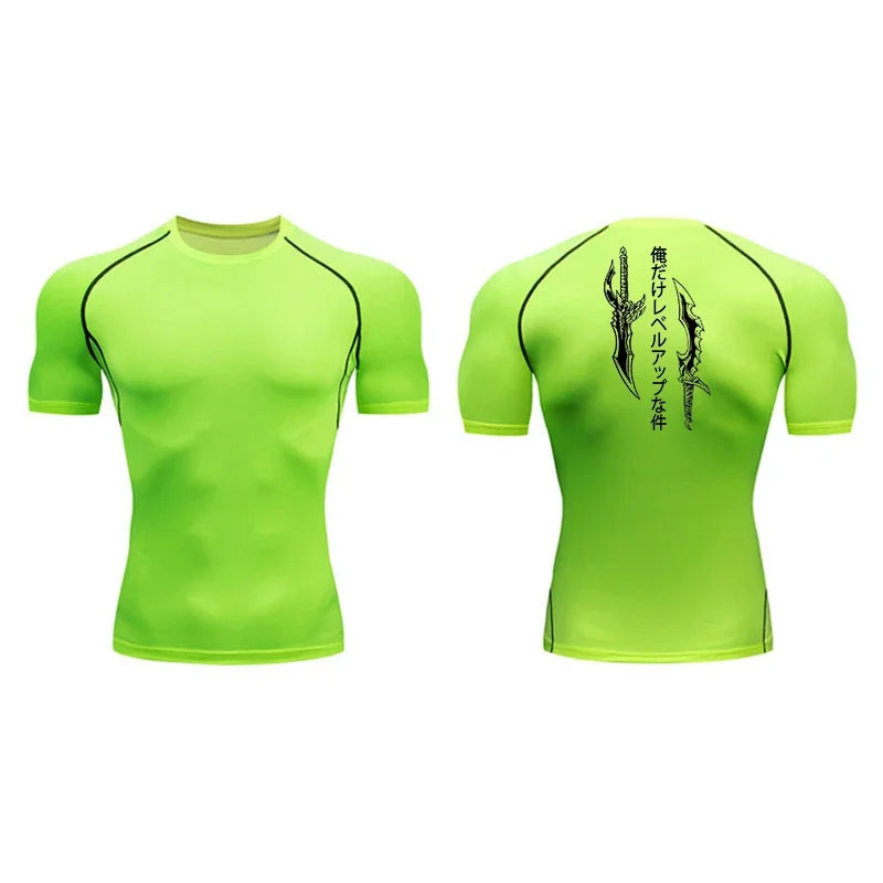 Dagger Print Compression Shirt – Men’s Athletic Quick Dry Rash Guard Tee