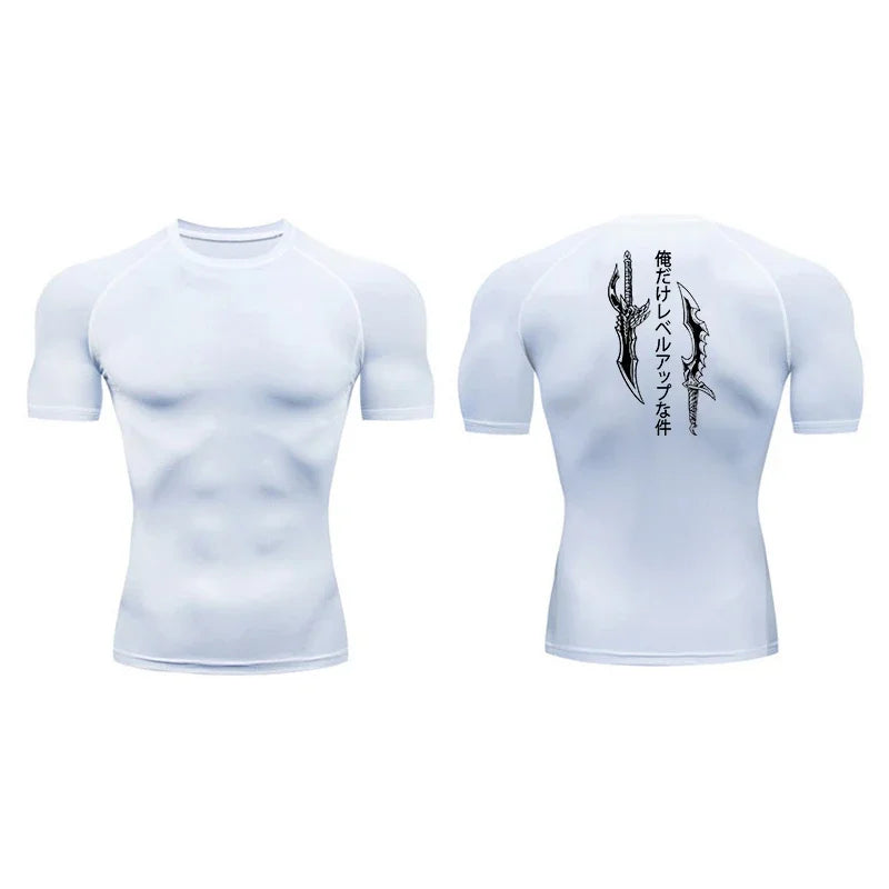 Dagger Print Compression Shirt – Men’s Athletic Quick Dry Rash Guard Tee