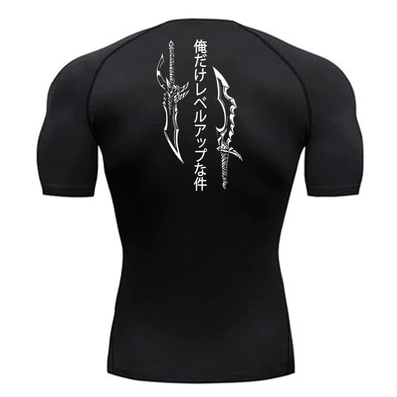 Dagger Print Compression Shirt – Men’s Athletic Quick Dry Rash Guard Tee