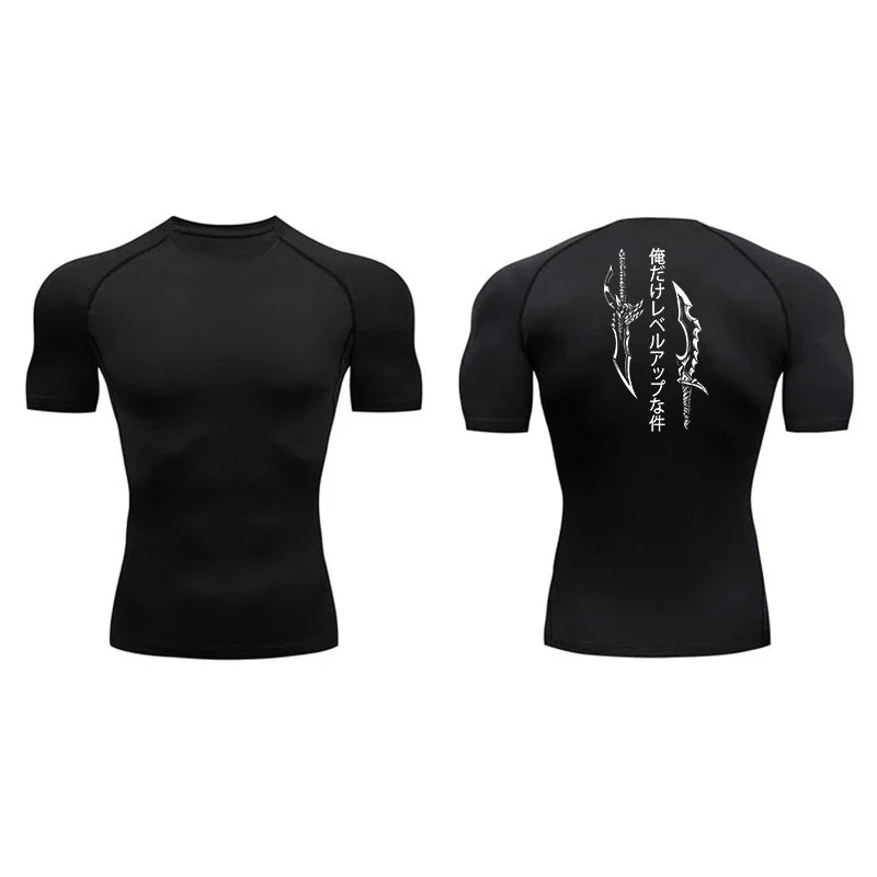 Dagger Print Compression Shirt – Men’s Athletic Quick Dry Rash Guard Tee