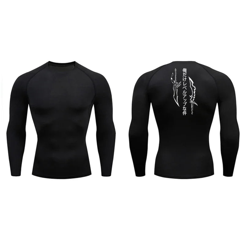 Dagger Print Compression Shirt – Men’s Athletic Quick Dry Rash Guard Tee