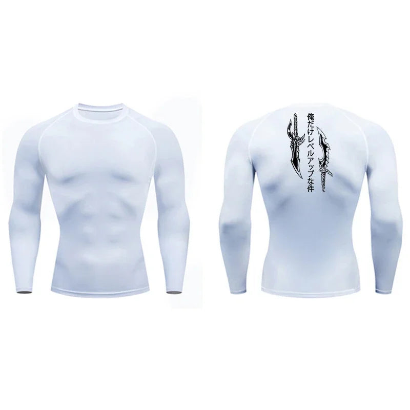 Dagger Print Compression Shirt – Men’s Athletic Quick Dry Rash Guard Tee