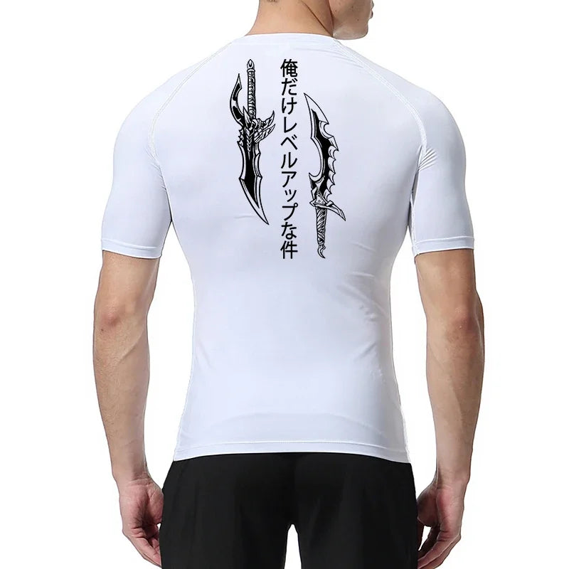 Dagger Print Compression Shirt – Men’s Athletic Quick Dry Rash Guard Tee